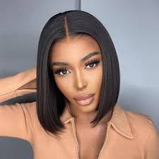 Straight Bob 13×4 Lace Wig-180% Density Natural Black Human Hair
