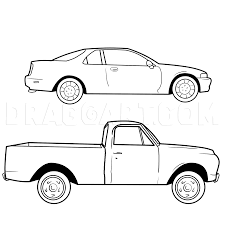 To make the wheels look good, add rims inside the wheels. How To Draw A Pickup Truck Pickup Truck Step By Step Drawing Guide By Michaely Dragoart Com