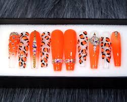 XXL Coffin Nails Festival Hot Neon Leopard Queen
