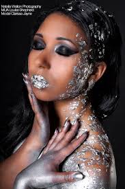 Silver leaf body paint with cat eye :) Photography by Natalia Walton Makeup  by Louise shepherd