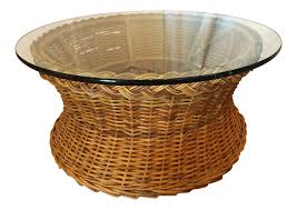 Shop from the world's largest selection and best deals for wicker coffee tables. 1970s Boho Chic Round Wicker Coffee Table On Chairish Com Wicker Coffee Table Wicker Table Wicker