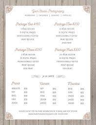 Price Sheet Template Psd Photography Pricing Photography Price List Wedding Photography Pricing