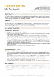 sales floor associate resume samples