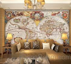 Vintage Hd World Map Wallpaper Wall Decals Wall Art Print Mural Home Decor Office Business Indoor Deco Living Room Art World Map Wallpaper Home Decor