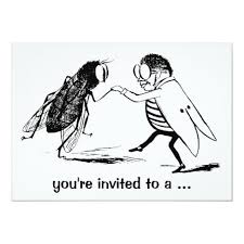 Black And White Striped Insect With Wings Vintage Bugs Fly Insects Dancing Birthday Party Invitation Zazzle Com In 2020 Birthday Party Invitations Bugs Drawing Fairies Dancing