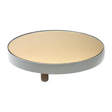 Le'raze mirrored perfume tray, decorative gold vanity tray for display, perfume, jewelry, dresser and bathroom, elegant mirror tray. Studio Simple Round Wall Mirror Tray Gold White Shop Bhibu