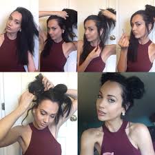 Easy Space Buns Hair Styles Thick Hair Styles Two Buns Hairstyle