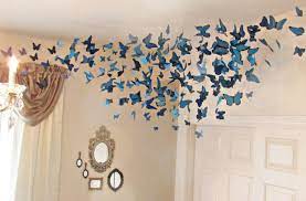 Hey guys, i saw a tiktok on this cute diy butterfly decor & had to try it! Butterfly Ceiling Installation Diy Alice In Wonderland Room Alice In Wonderland Bedroom Butterfly Room
