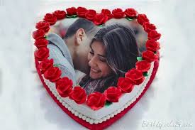 Birthday Cake With Photo Frame For Lover Rose Heart Shape Birthday Cake With Photo Frame Birthday Cake With Photo Tiered Cakes Birthday Heart Shaped Birthday Cake