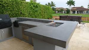 firepits built into concrete counter