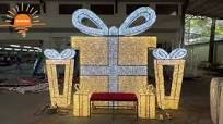 Customized Large Outdoor 3d Motif Light Large Gift Box Acrylic Led  Christmas Decorations