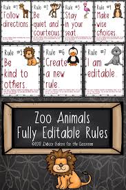 Classroom Rules Editable Text Zoo Animals Farm Animals Decor Zoo Animals Farm Animals Theme