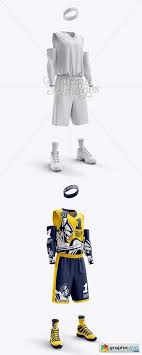 Men S Full Basketball Kit With V Neck Jersey Mockup Hero Shot Basketball Kit Jersey V Neck