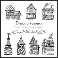 Hand Drawn Buildings Clipart Cute Homes Clipart Hand Drawn Etsy How To Draw Hands Clip Art House Illustration