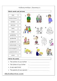 Vocabulary Matching Worksheet Elementary 2 2 Family Vocabulary Worksheets Family Worksheet Esl Lessons