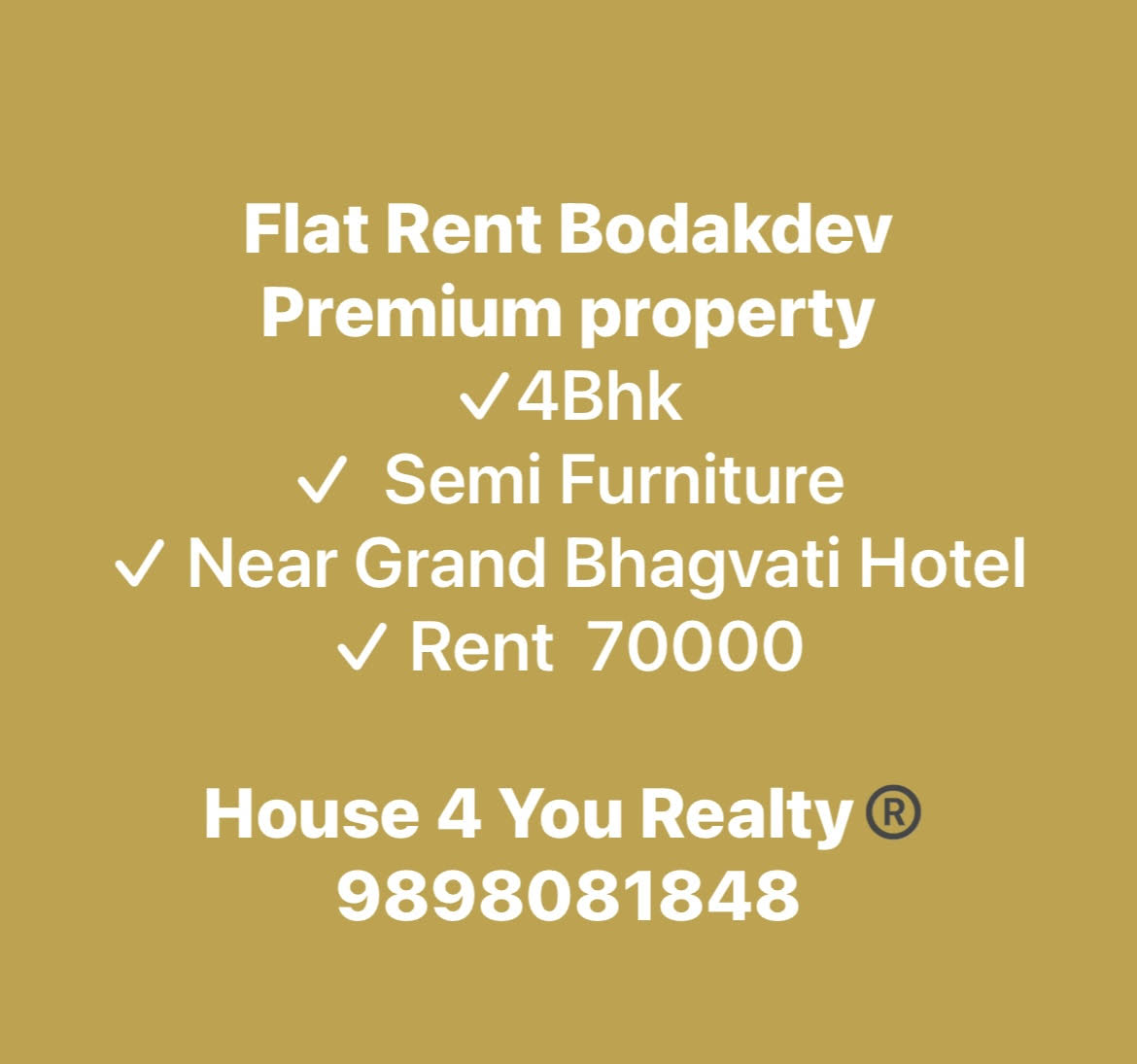 4Bhk Flat Rent Bodakdev product image