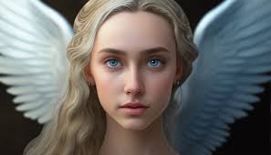 ANGEL LOOKING DOWN FROM HEAVENLY CLOUDS