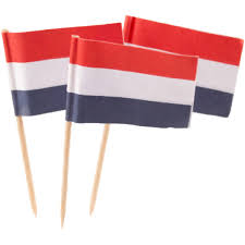 Eerst rood, dan wit, dan blauw. Nederlandse Vlag Prikkers 50st Partywinkel Be