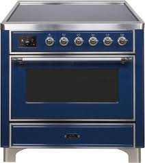 Empava 36 inch electric stove induction cooktop with 5 power boost burners smooth surface vitro ceramic glass in black 240v 294. Ilve Umi09ns3mbc 36 Majestic Ii Series Freestanding Electric Single Oven Range With 5 Elements Triple Glass Cool Door Convection Oven Tft Oven Control Display And Child Lock In Midnight Blue