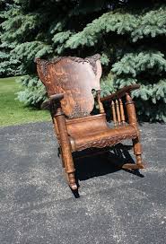 Vintage Antique Oak Tiger Wood Rocking Chair Etsy Wood Rocking Chair Rocking Chair Victorian Rocking Chair