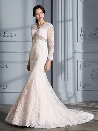 Mermaid wedding dresses and trumpet bridal gowns with the perfect hourglass shape, many neckline choices and a beautiful narrow waistline. Trumpet Mermaid V Neck Beading Long Sleeves Sweep Brush Train Tulle Wedding Dresses Hebeos