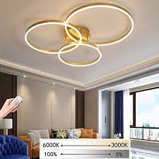 Giow Led Deckenleuchte Wohnzimmer Lampe Schlafzimmer Kinderzimmer Deckenlampe Gold Runde Ringe 3 F Beleuchtung Decke Deckenleuchte Wohnzimmer Led Deckenleuchte