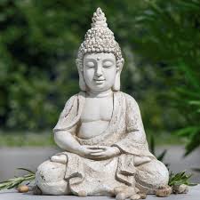 Buddha steinfigur gartenfigur gartendeko 55 kg garten | ebay. Buddha Statue Outdoor Frostsicher Im Lotussitz Beige Grau Gewischt
