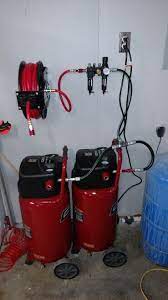 Dual Compressor Setup Diy Garage Storage Garage Workshop Garage Tools