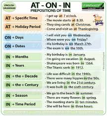 Prepositions Of Time At On In Woodward English