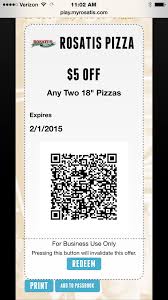 Rosatis Pizza Mobile Coupon With Qr Code
