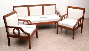 Shop furniture, home décor, cookware & more! Sleek Wooden Sofa Set With Fixed Cushion Handmade Teak Furniture