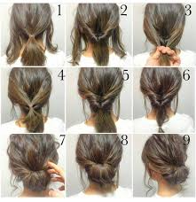 Easy hairstyles for long hair tutorial. Step By Step Messy Bun Updo Tutorial Short To Medium Length Hair Hair Styles Long Hair Styles Medium Hair Styles