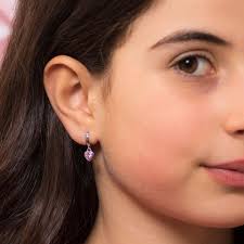 Materia Paar Creolen Kinderohrringe Zirkonia Herz Rosa SO-389, aus 925  Sterling Silber, rhodiniert