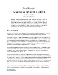 The company plans to ramp up its bitcoin mining operations after the initial buildout is completed during the quarter ending june 30, 2021. Pdf Asicboost A Speedup For Bitcoin Mining