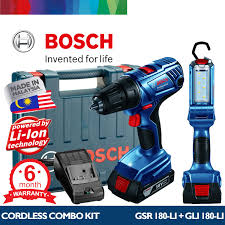 Performing an operation where the cutting accessory or fastener may contact hidden wiring. Bosch Gsr 180 Li Gli 180 Li Cordless Drill Driver And Led Worklight Torch Gsr Gli 180 Combo Kit 18v Made In Malaysia Promo Price Offer Lazada Ph