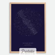 Details About Custom Printable Star Map Night Sky Map Constellation Print Wedding Gift Blu