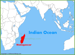 Madagascar location on the Indian Ocean map