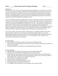 The function of the forensic scientist today is largely based around locard s exchange principle. Lab Observing Locard S Exchange Principle