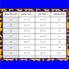Miss Me Jeans Size Chart Length