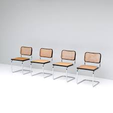 Four Cantilever Woven Cane Chrome Dining Chairs Dining Room Furniture Design Dining Chairs Furniture