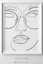Abstract Minimal Bedroom Art One Line Printable Wall Art Face Doodle Drawing Print Fashion Style Decor Girl In Glass Close Up Art Fashion Wall Art Line Art