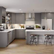 Cabinet door depot invites you to complete your kitchen with our rtf drawer fronts. Hampton Bay Edson Shaker Assembled 30x35x24 5 In Base Cabinet With 3 Soft Close Drawers In Gray Cm3035d Kg The Home Depot