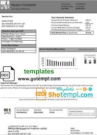 Usa California Pg E Electricity Utility Bill Gotempl Bill Template Utility Bill Electricity