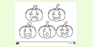 Five little pumpkins sitting on a gate! Free Colouring Page Of A Halloween Pumpkin Primary Resource