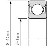 Hybrid (Ceramics, Stainless Steel) High Precision Miniature Ball Bearing SS HC MR105 ZZ / 2Z CN ZV2 P6 GS 5x10x4 mm