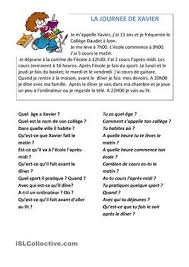La Journee De Xavier La Routine Quotidienne Routine Quotidienne Comprehension De Lecture