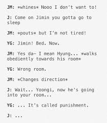 What Do You Think Is Jimin S Punishment Yoonmin Yoongi Suga Jimin Bts Bangtan Btsmemes Jiminbts Bts Texts Yoonmin Bts Scenarios