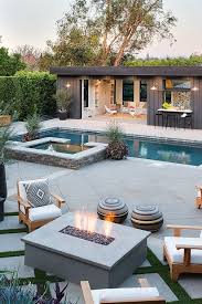 Pool Area With Fire Pit Pool House Designs Backyard Pool Pool House Bathroom