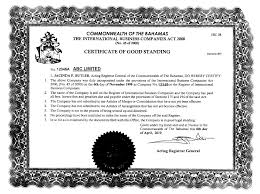 This document certifies the identities of all the people who are named in it and sign it. Bahama Islands Gsl