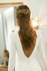 Accessoires Cheveux Coiffure Mariage Chignon Mariee Boheme Romantique Retro Bijoux Mari Long Sleeve Bridal Gown Wedding Dress Long Sleeve Wedding Dresses Satin